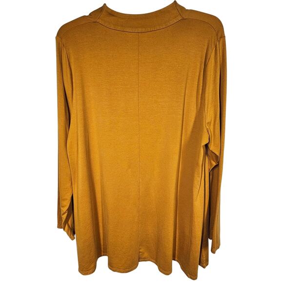 Eileen Fisher Long Sleeve Fine Jersey V-Neck Long Top in Goldenrod Size XL - Picture 4 of 11
